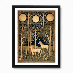 Unicorns In The Woods William Morris Art Print