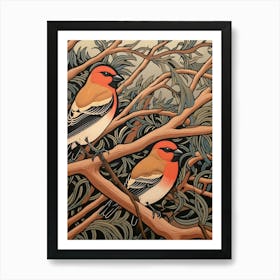 Art Nouveau Birds Poster Cedar Waxwing 2 Art Print