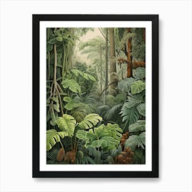 Vintage Jungle Botanical Illustration Swiss Cheese Plant 2 Art Print