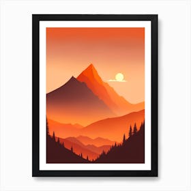 Misty Mountains Vertical Composition In Orange Tone 134 Art Print