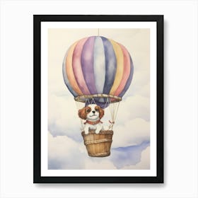 Baby Dog 2 In A Hot Air Balloon Art Print