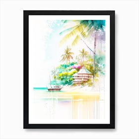 Koh Samui Thailand Watercolour Pastel Tropical Destination Art Print