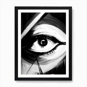 Inner Vision, Symbol, Third Eye Black & White Art Print