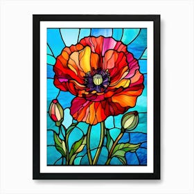 Stained Glass Poppy 1 Art Print