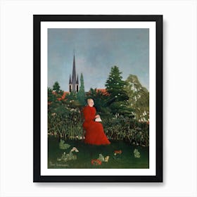 Portrait Of A Woman In A Landscape, Henri Rousseau Poster