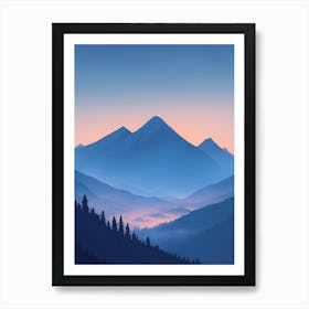 Misty Mountains Vertical Composition In Blue Tone 50 Art Print