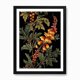 Mahonia 1 William Morris Style Winter Florals Póster