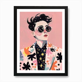 Portrait Of A Woman Wearing Sunglasses 1 Art Print