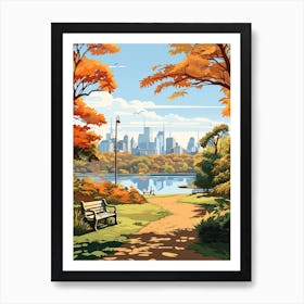 Royal Botanic Gardens, Sydney, Australia In Autumn Fall Illustration 2 Art Print