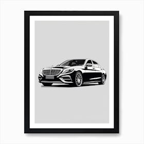 Mercedes Benz S Class Line Drawing 4 Art Print