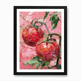 Disco Ball Tomato Mosaic Painting Kitchen Art Print