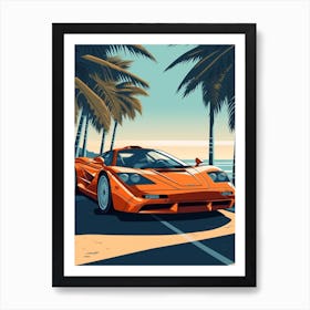 A Mclaren F1 In French Riviera Car Illustration 1 Art Print