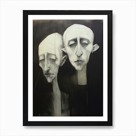 Geometric Line Drawing Of Two Faces Art Print