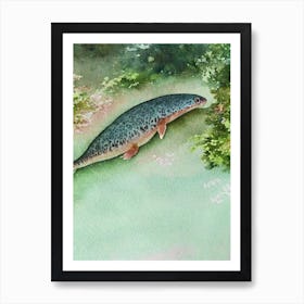 Japanese Giant Salamander Storybook Watercolour Art Print