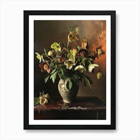 Baroque Floral Still Life Hellebore 1 Art Print