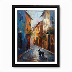 Painting Of A Street In Venice With A Cat 1 Impressionism Art Print