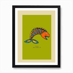 Retro Zodiac Pisces  Art Print