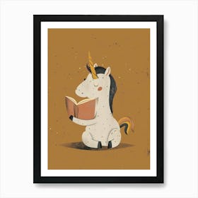 Unicorn Reading A Book Muted Pastels 3 Art Print