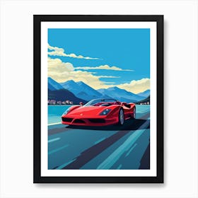 A Ferrari Enzo Car In The Lake Como Italy Illustration 1 Poster