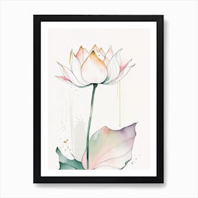 Lotus Flower Petals Minimal Watercolour 3 Art Print