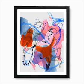 Burnt Orange Blue Pink Abstract No. 1 Art Print