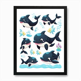 Kids Orca Whale Cartoon 4 Art Print