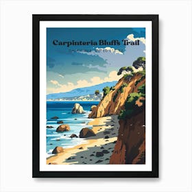 Carpinteria Bluffs Trail Nature Preserve Digital Travel Illustration Art Print