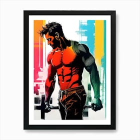 Man Holding A Barbell Art Print