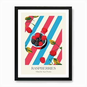 Marche Aux Fruits Raspberries Fruit Summer Illustration 4 Art Print