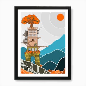 Drawing Painting Artistic Colorful Abstract Imagination Fantasy Lineart Doodle Castle Art Print