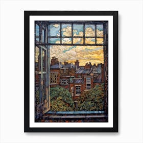 Window View Of Toronto Canada In The Style Of William Morris 3 Art Print