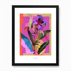 Lisianthus 3 Neon Flower Collage Poster Art Print