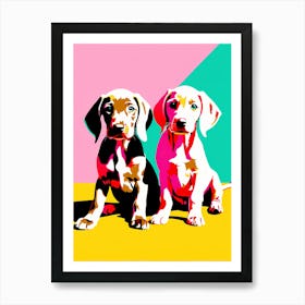 Weimaraner Pups, This Contemporary art brings POP Art and Flat Vector Art Together, Colorful Art, Animal Art, Home Decor, Kids Room Decor, Puppy Bank - 93 Art Print