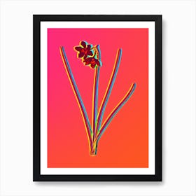 Neon Narcissus Odorus Botanical in Hot Pink and Electric Blue n.0316 Art Print