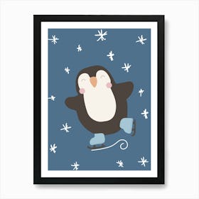 Penguin Skating Art Print