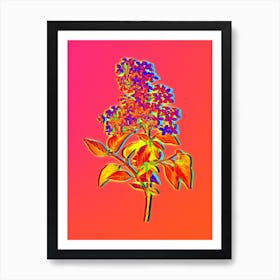 Neon Chinese Lilac Botanical in Hot Pink and Electric Blue n.0140 Art Print