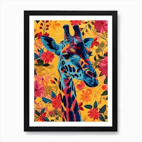 Floral Yellow Giraffe Art Print