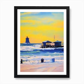 Atlantic City Beach, New Jersey Bright Abstract Art Print