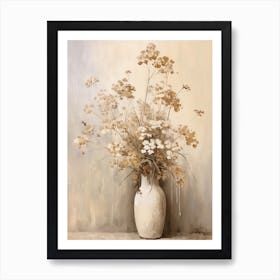 Forget Me Not, Autumn Fall Flowers Sitting In A White Vase, Farmhouse Style 3 Art Print