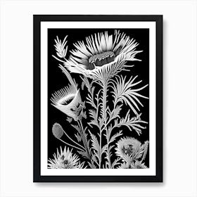 Thistle Wildflower Linocut 2 Art Print
