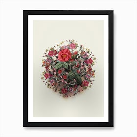 Vintage Apothecary Rose Flower Wreath on Ivory White n.0354 Art Print