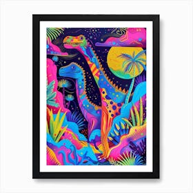 Abstract Geometric Colourful Dinosaurs Art Print