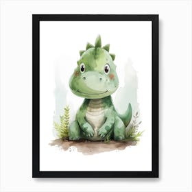 Cute Carnotaurus Dinosaur Watercolour 1 Art Print