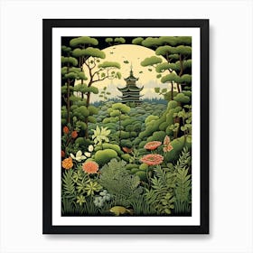 Ninna Ji Temple Japan Henri Rousseau Style 1 Art Print