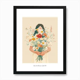 Bloom And Grow Spring Girl With Wild Flowers 7 Art Print