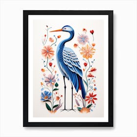Scandinavian Bird Illustration Great Blue Heron 6 Art Print