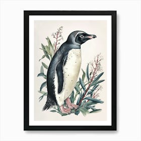 Adlie Penguin King George Island Vintage Botanical Painting 4 Art Print