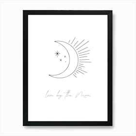 Love By the Moon, Boho Line Art Art Print