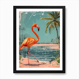 Greater Flamingo Pakistan Tropical Illustration 2 Art Print