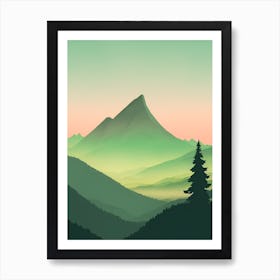 Misty Mountains Vertical Composition In Green Tone 24 Art Print